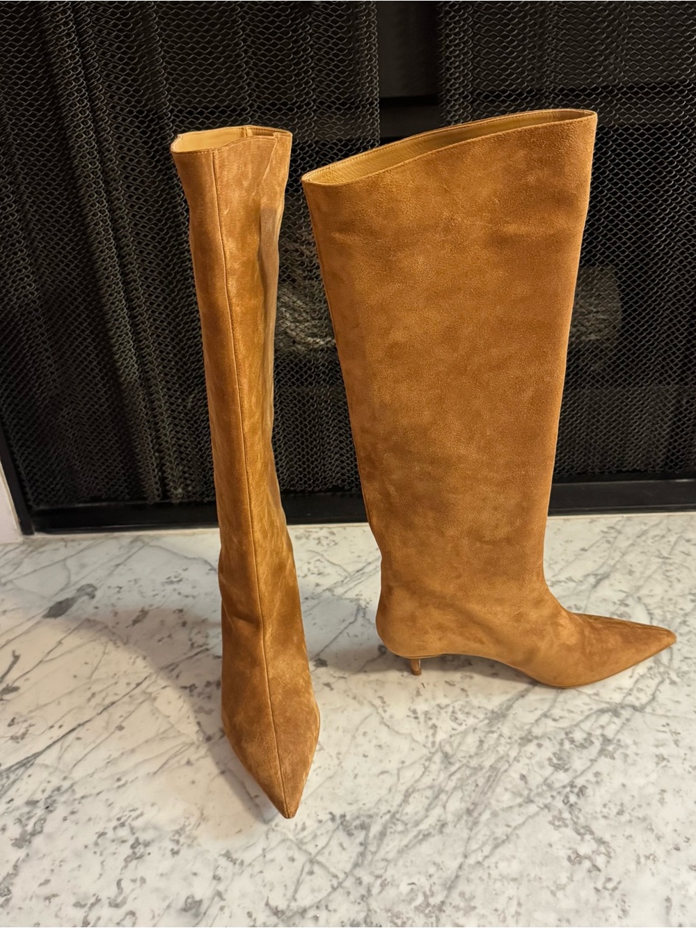 New Staud Sebastian Kitten Heel Suede Knee High Tan Boots Size EU 40.5 10.5 $595 - Picture 6 of 16